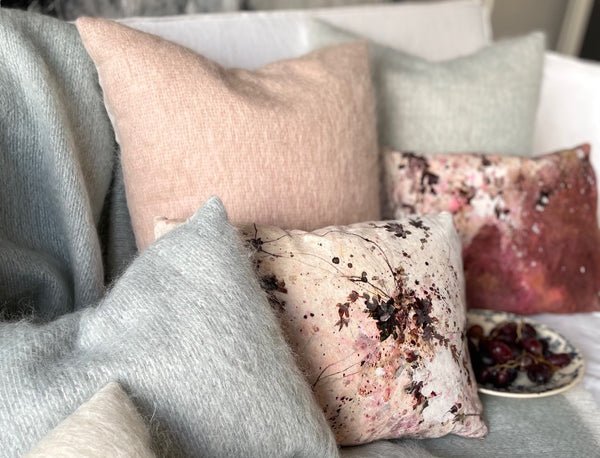 Selection of mohair wool cushions 