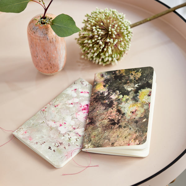 Biscuit notebook and autumn notebook printed with flowers on embossed paper cover