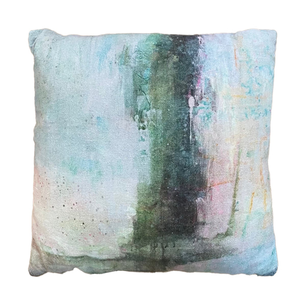 linen cushion with artistic abstract print 50x50cm 