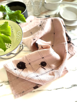 pink linen tea towel