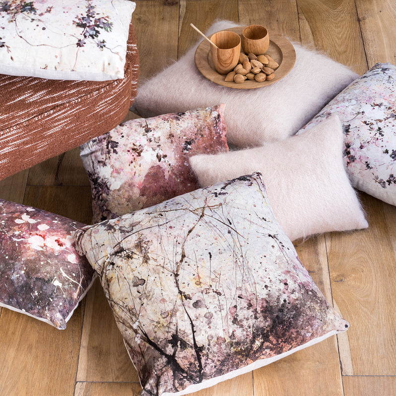 romantic printed velvet cushions 