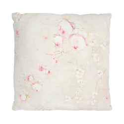 Large cushion Rose Poudre 100 % Linen printed with romantic flowers size 50 x 50 cm