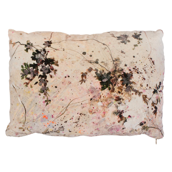 romantic printed velvet cushion natural ecru 30x40cm