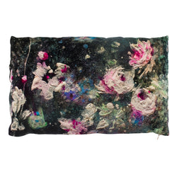 velvet cushion printed with artistic romantic flowers 30x50 cm