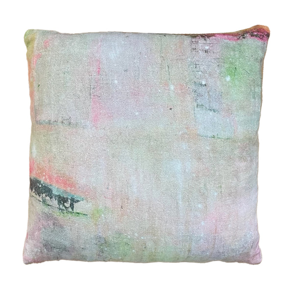 linen cushion with abstract print