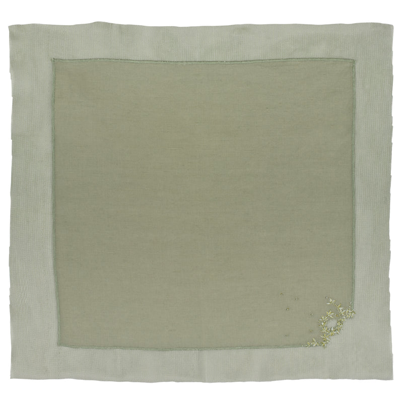 Napkins Lichen cotton linen embroidery green and grey