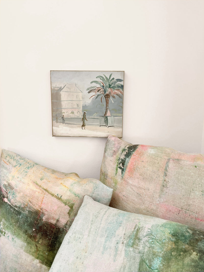 linen cushions with artistic abstract print