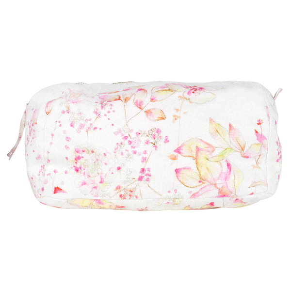 Herbarium Large toiletry bag printed with linen flowers and lined with cotton voile 
